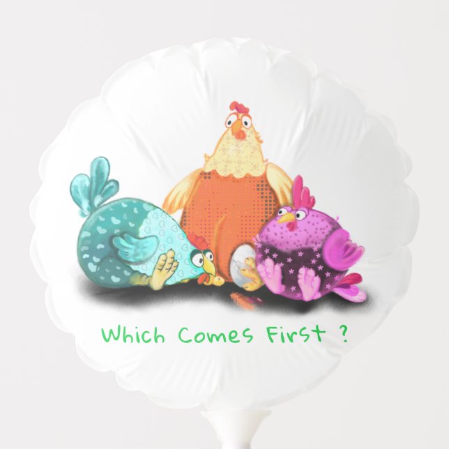 Funny Chickens Balloon - Custom Text (Front)
