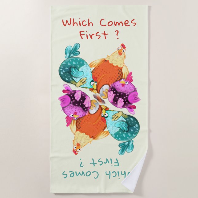 Funny Chickens Beach Towel (Front)