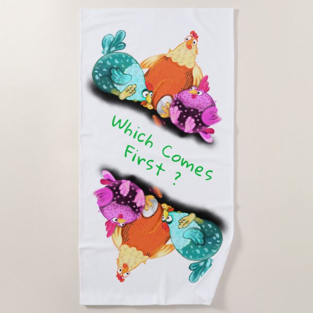 Funny Chickens Beach Towel - Custom Text (Front)