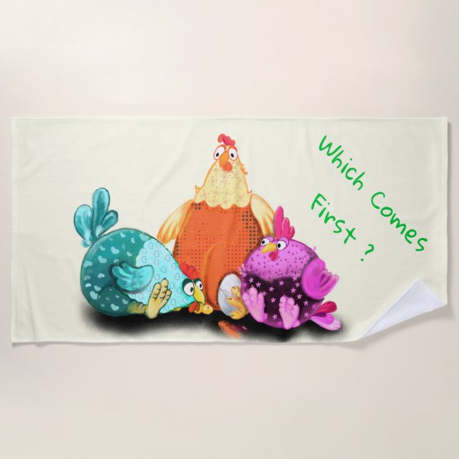 Funny Chickens Beach Towel for Kids - Custom Text (Front)