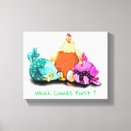 Funny Chickens Canvas Print - Custom Text