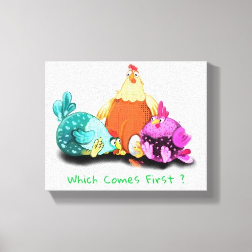 Funny Chickens Canvas Print _ Custom Text