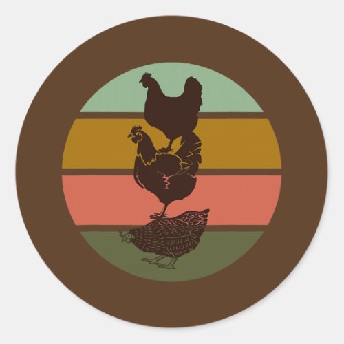Funny Chickens Farmer  Classic Round Sticker