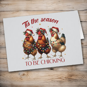 Funny Chickens in Lights Christmas Card