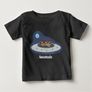 Funny chickens in space cartoon illustration baby T-Shirt