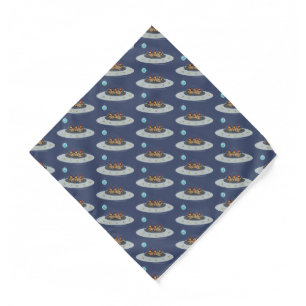 Funny chickens in space cartoon illustration bandana