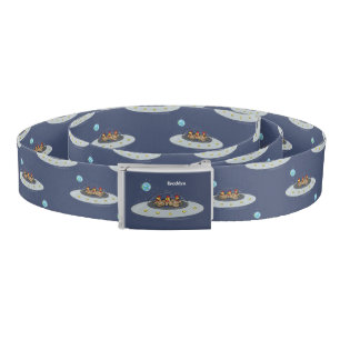 Funny chickens in space cartoon illustration belt