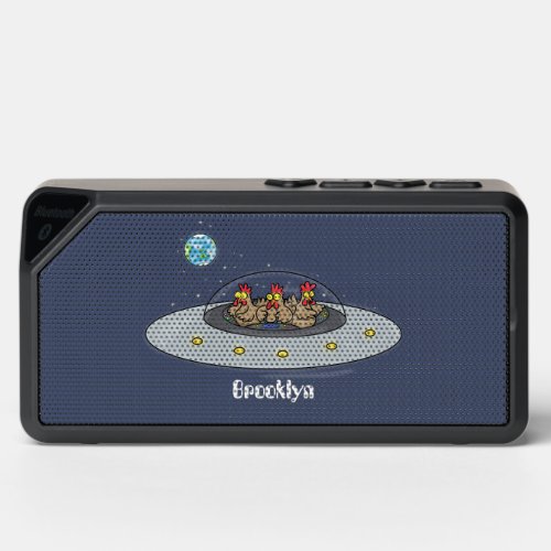 Funny chickens in space cartoon illustration bluetooth speaker