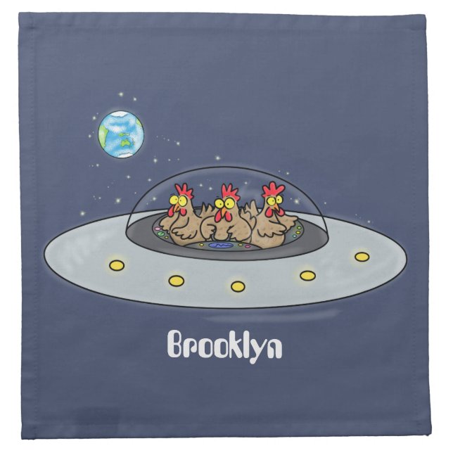 Funny chickens in space cartoon illustration cloth napkin (Front)