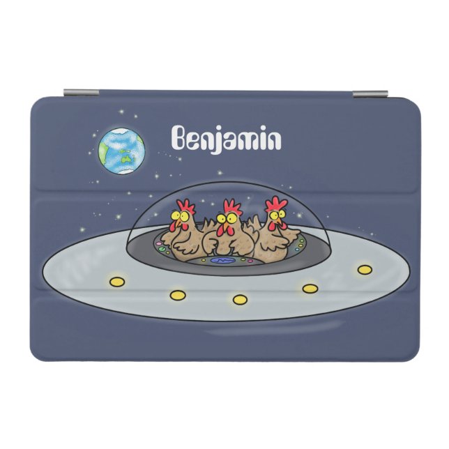 Funny chickens in space cartoon illustration iPad mini cover (Horizontal)