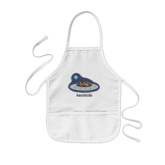 Funny chickens in space cartoon illustration kids' apron (Front)