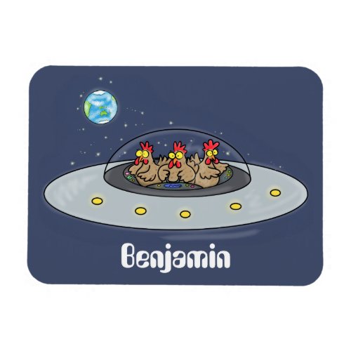 Funny chickens in space cartoon illustration magnet