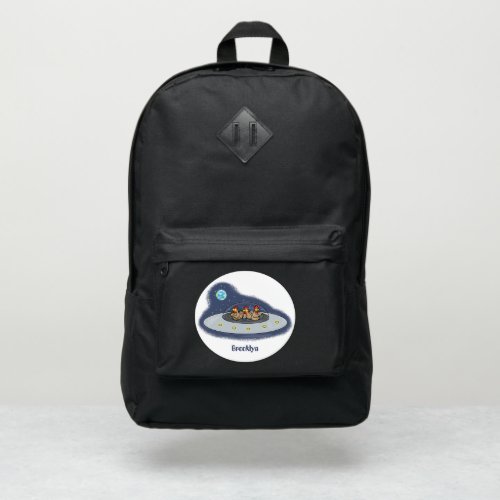 Funny chickens in space cartoon illustration port authority backpack