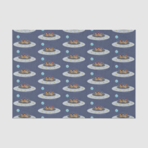 Funny chickens in space cartoon illustration tissue paper