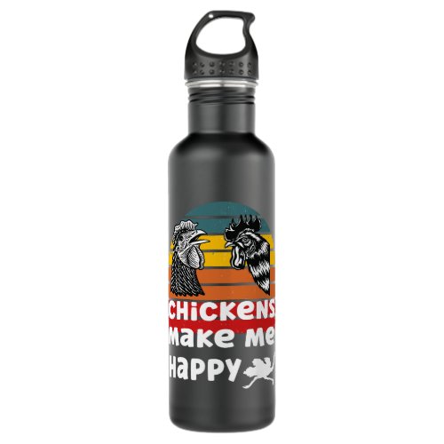 Funny chickens make me happy stainless steel water bottle