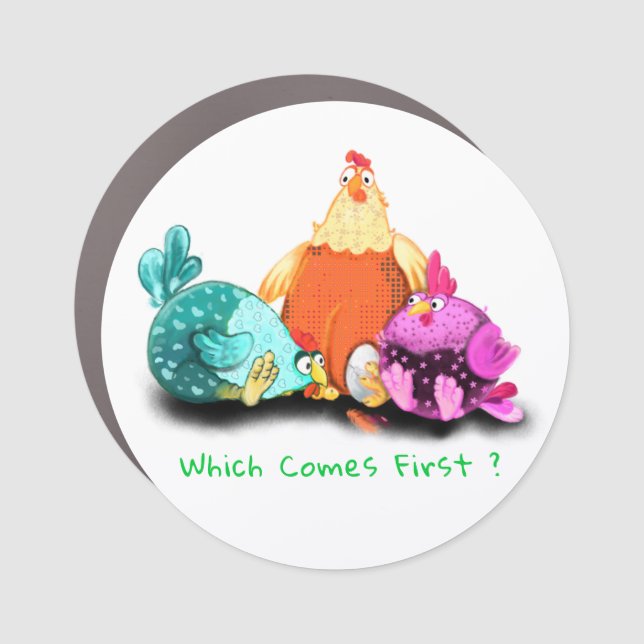 Funny Chickens Waiting Egg To Hatch - Custom Text  Car Magnet (Front)