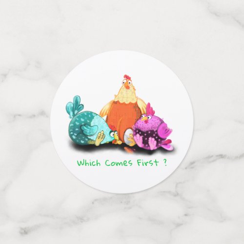 Funny Chickens Waiting Egg To Hatch _ Custom Text  Confetti
