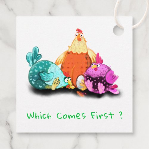 Funny Chickens Waiting Egg To Hatch _ Custom Text  Favor Tags
