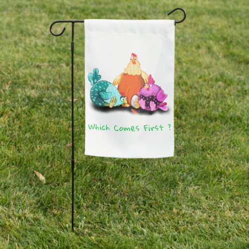 Funny Chickens Waiting Egg To Hatch _ Custom Text  Garden Flag