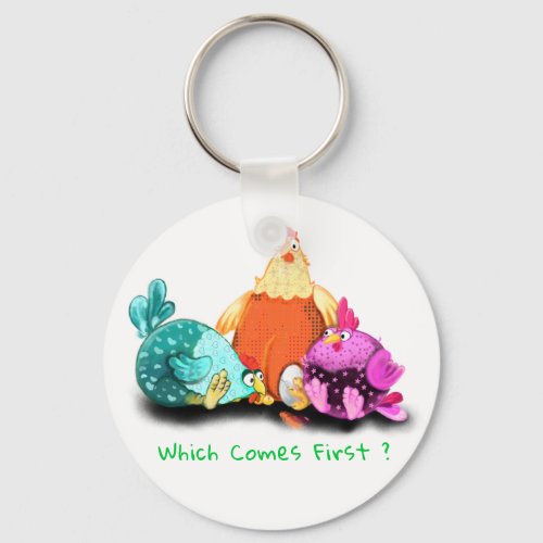 Funny Chickens Waiting Egg To Hatch _ Custom Text  Keychain