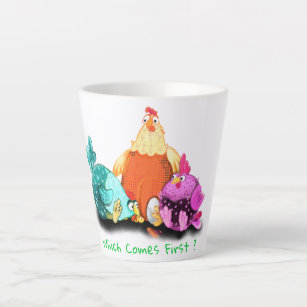 Funny Chickens Waiting Egg To Hatch - Custom Text  Latte Mug