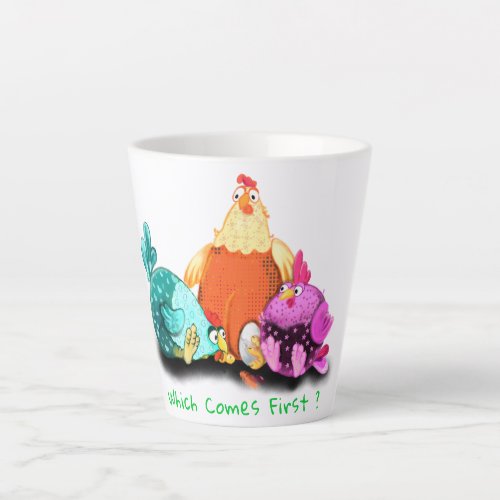 Funny Chickens Waiting Egg To Hatch _ Custom Text  Latte Mug
