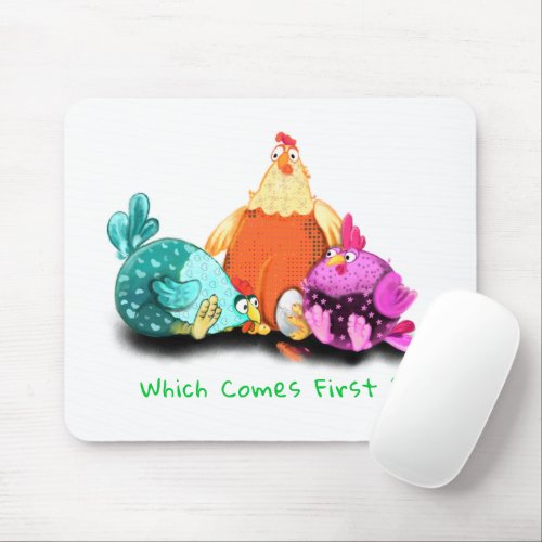 Funny Chickens Waiting Egg To Hatch _ Custom Text  Mouse Pad