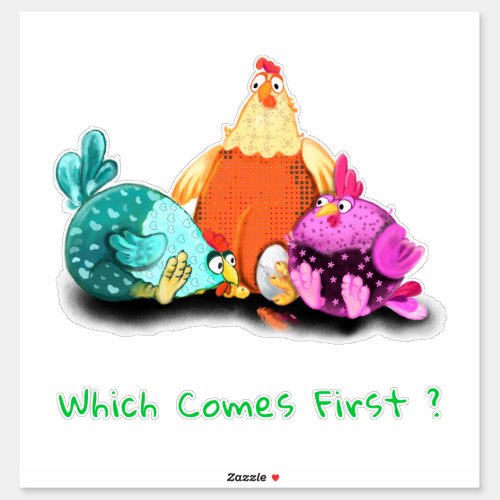 Funny Chickens Waiting Egg To Hatch _ Custom Text  Sticker