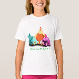 Funny Chickens Waiting Egg To Hatch - Custom Text T-Shirt