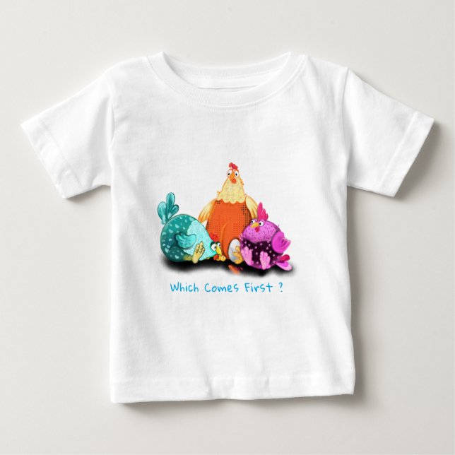 Funny Chickens Waiting Egg To Hatch - Your Text  Baby T-Shirt (Front)