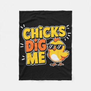 Funny Chicks Dig Me Easter Happy Easter 4 Fleece Blanket