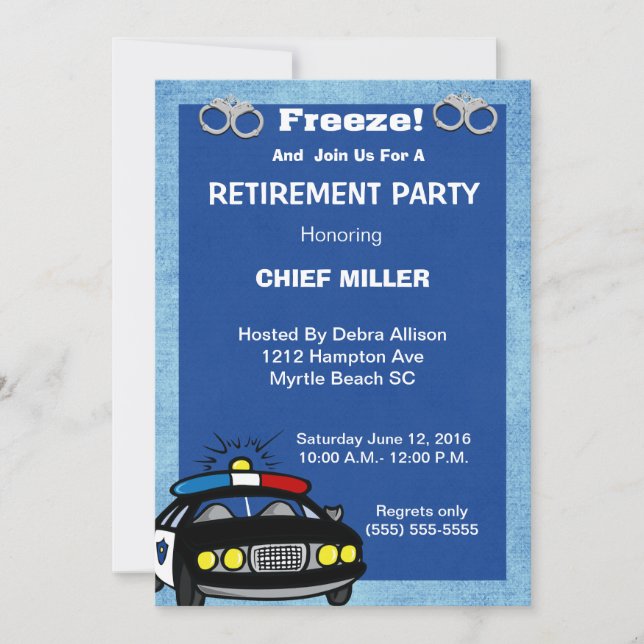 Funny Chief of Police Retirement Invitation (Front)