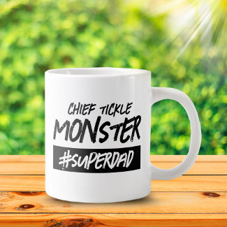 Funny Chief Tickle Monster Hashtag Super Dad Jumbo Coffee Mug