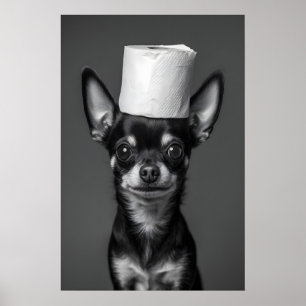 Funny Chihuahua Bathroom Art Print, Toilet Paper Poster