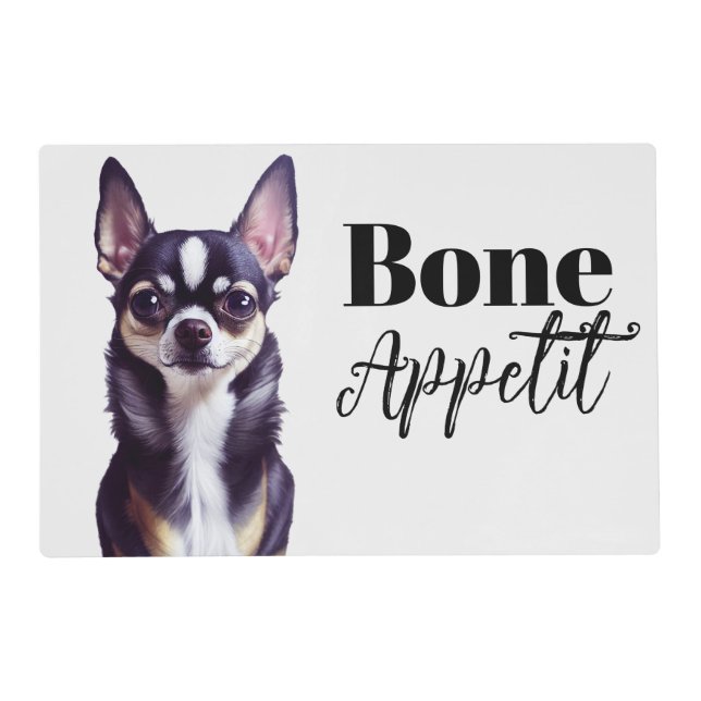 Funny Chihuahua Bone Appetit Design Dog Placemat (Front)