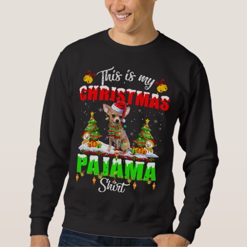 Funny Chihuahua Christmas Pajama Santa Hat Xmas Sweatshirt