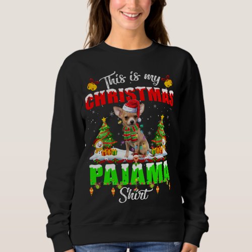 Funny Chihuahua Christmas Pajama Santa Hat Xmas Sweatshirt