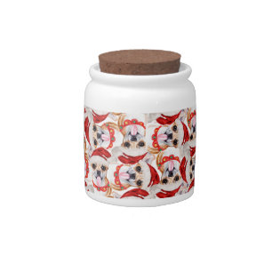 Funny Chihuahua Christmas Pattern Candy Jar