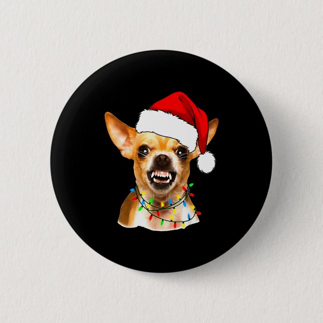 Funny Chihuahua Christmas Shirt For Dog Lovers Wom Button (Front)