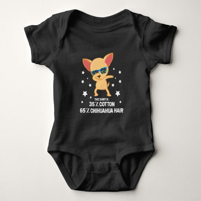 Funny Chihuahua Dabbing Dog Hair cotton Baby Bodysuit (Front)