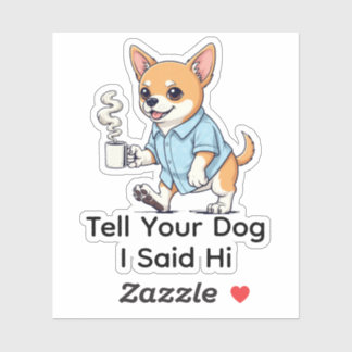 Funny Chihuahua dog Business Suit Coffee  Sticker