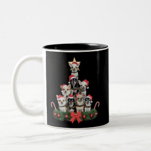 Funny Chihuahua Dog Christmas Tree Xmas Two-Tone Coffee Mug