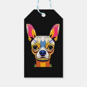 Funny Chihuahua Dog Cubism Style Art Gift Tags by Petspower at Zazzle