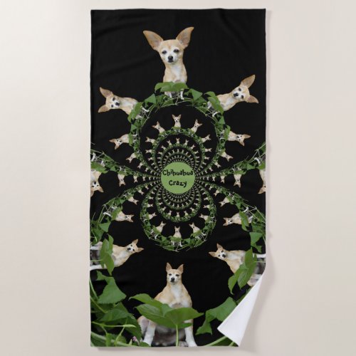 Funny Chihuahua Dog Cute Tan White Psychedelic Beach Towel