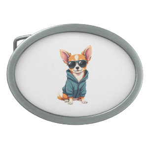 Funny Chihuahua Dog Easily Distracted By Large Dog Belt Buckle