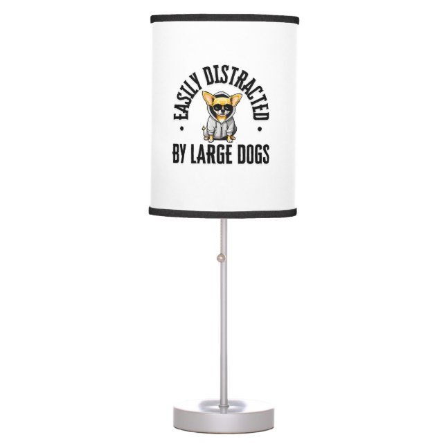 Funny Chihuahua Dog Easily Distracted By Large Dog Table Lamp (Front)