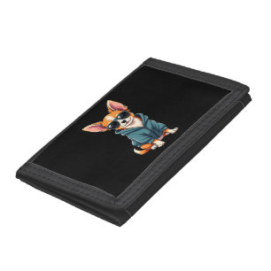 Funny Chihuahua Dog Easily Distracted By Large Dog Tri-fold Wallet