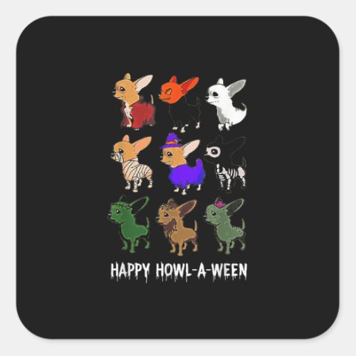 Funny Chihuahua Dog Halloween Happy Halloween Square Sticker