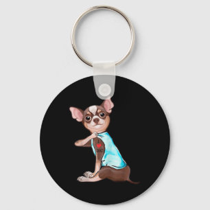 Funny Chihuahua Dog I Love Dad Tattoo Funny Chihua Keychain