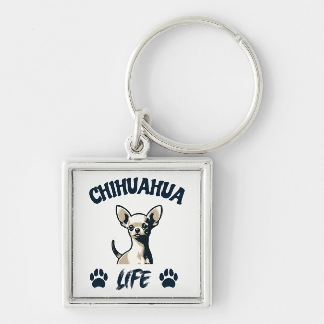 Funny Chihuahua Dog Keychain (Front)
